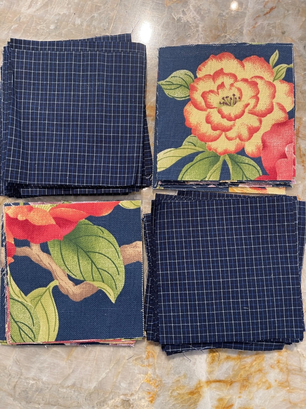 99 Precut 5" Cotton Quilt Squares Blue Charm Pack